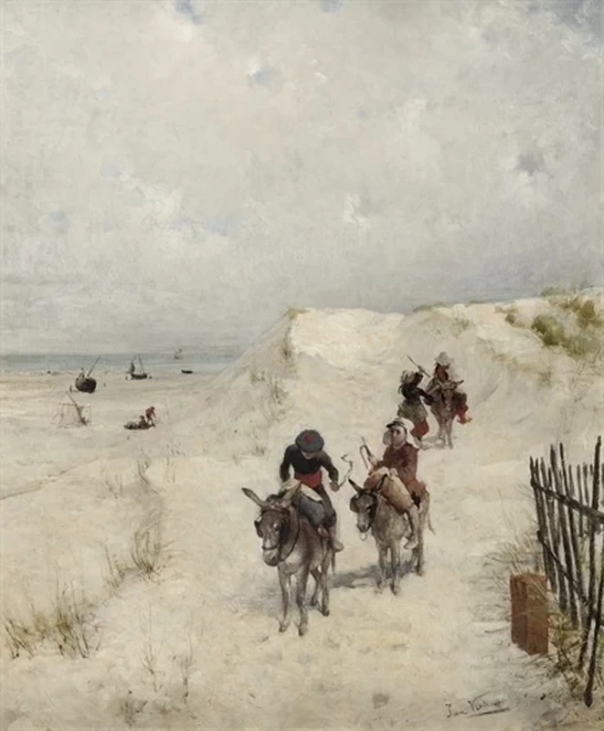 Cavalieri sugli asini nelle dune